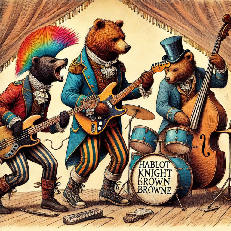 Three bears in a rock band.